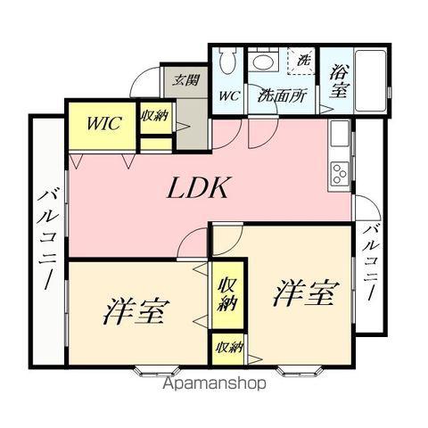 フラワーハイツⅠ(2LDK/1階)の間取り写真