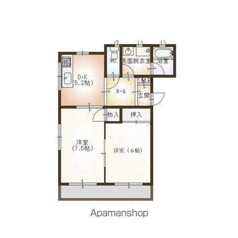 ベルハウス中山(2DK/2階)の間取り写真