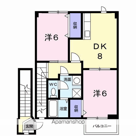 エスペランサNO3(2DK/2階)の間取り写真