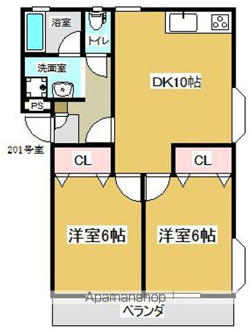 西大フラット(2LDK/2階)の間取り写真