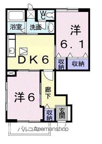 パラシオ百石(2DK/1階)の間取り写真