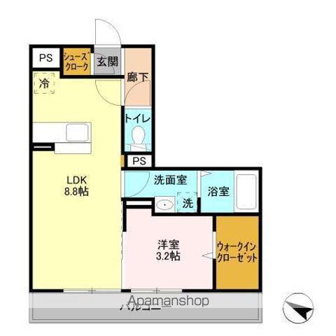 メルベイユクレイドル(1LDK/2階)の間取り写真