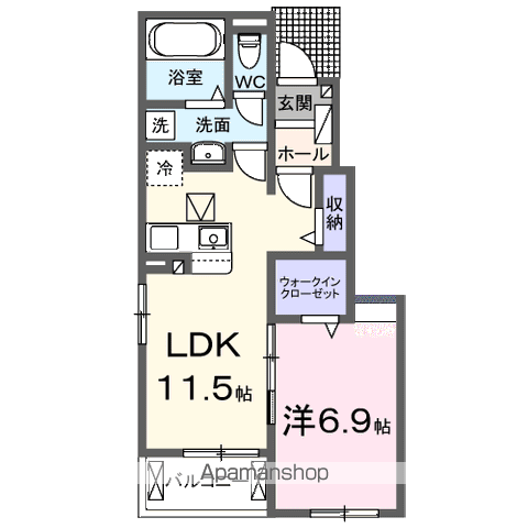 ネオブライツⅡ(1LDK/1階)の間取り写真