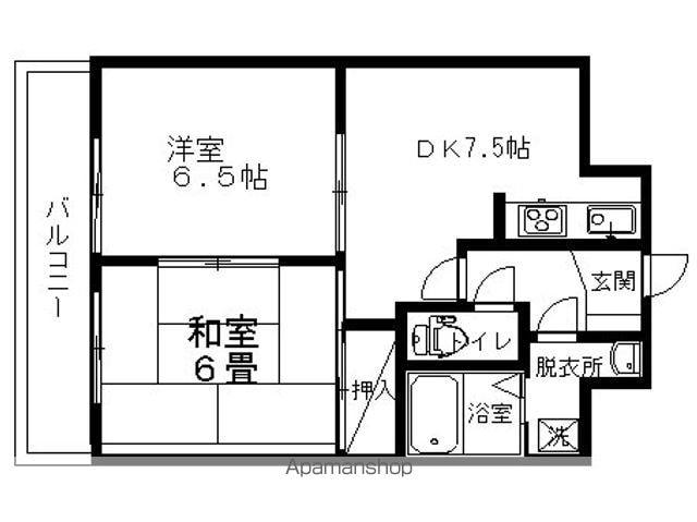 ロワール中央(2DK/3階)の間取り写真