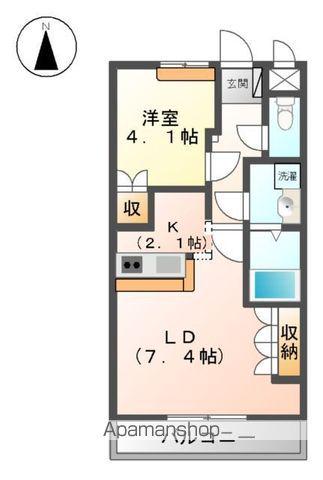 レジデンス城西Ⅰ(1LDK/2階)の間取り写真
