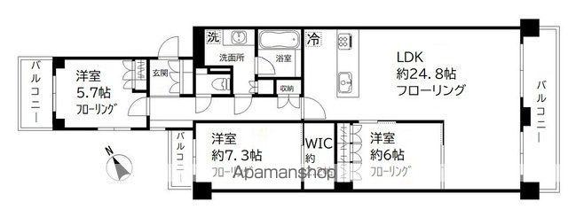 テラス本八幡(3LDK/5階)の間取り写真