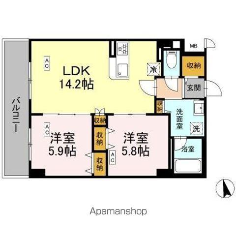 カスタリア西船橋II(2LDK/2階)の間取り写真