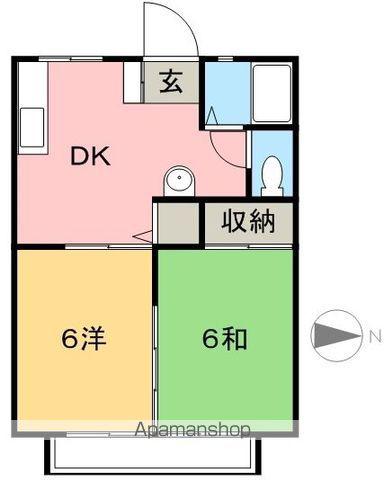 コーポ新田(2DK/1階)の間取り写真