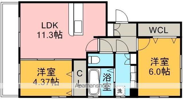 エスペランサ住吉Ⅱ(2LDK/1階)の間取り写真