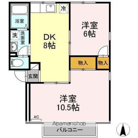 ファミール三好 B棟(2DK/2階)の間取り写真