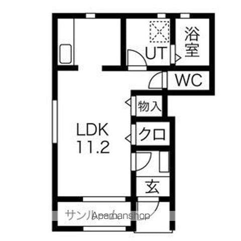 オンアルカスS(ワンルーム/1階)の間取り写真