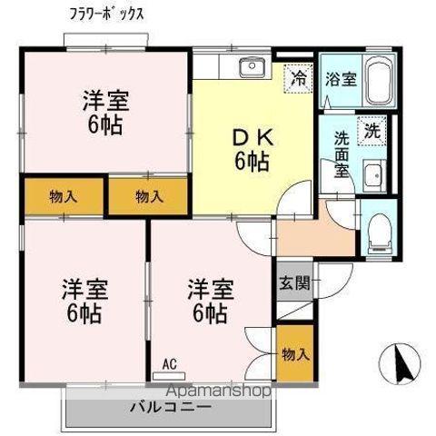 スカイガーデン青沼B棟(3DK/2階)の間取り写真