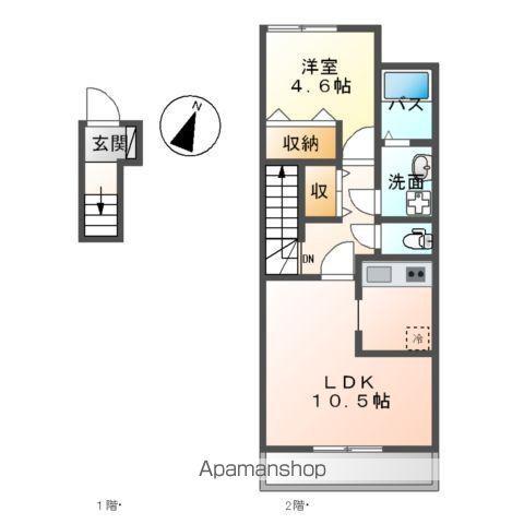 ブランジュ南逆井(1LDK/2階)の間取り写真
