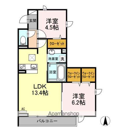 ゼファーコートⅡ(2LDK/2階)の間取り写真