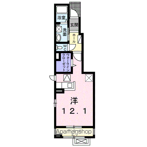 エレガント(1K/1階)の間取り写真