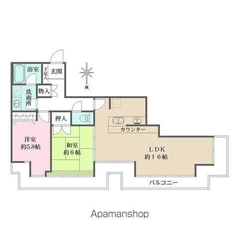 錦パークビル(2LDK/22階)の間取り写真