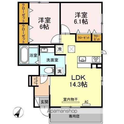エクセレント東山(2LDK/1階)の間取り写真
