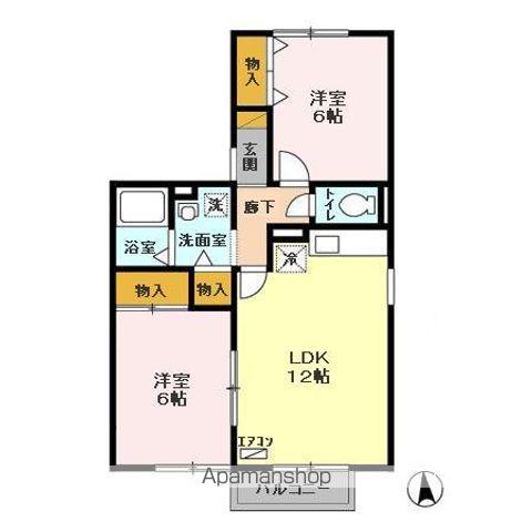 クレールシャンブルB(2LDK/1階)の間取り写真