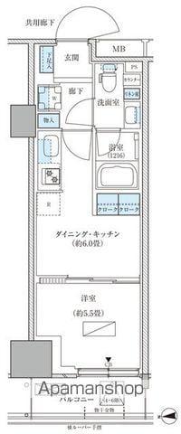 パークアクシス品川天王洲アイル(1DK/6階)の間取り写真