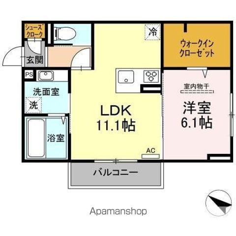 ユニヴェールⅡ B棟(1LDK/3階)の間取り写真
