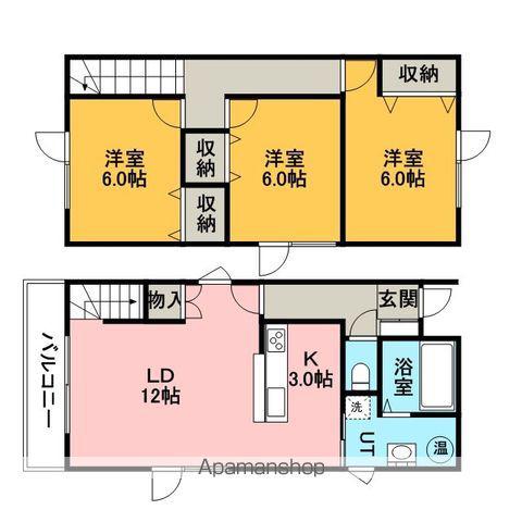 札幌市東豊線 環状通東駅 バス乗車時間：23分 東苗穂１４条３丁目バス停で下車 徒歩2分 2階建 築19年(3LDK)の間取り写真