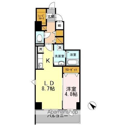 YAMAZAKISEKIYUBLD(1LDK/7階)の間取り写真