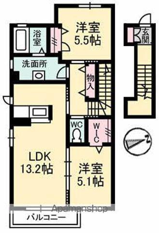 スターフィールドⅡ(2LDK/2階)の間取り写真