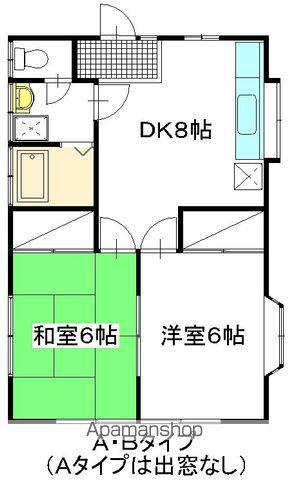 常磐線 勝田駅 徒歩17分 1階建 築37年(2DK)の間取り写真