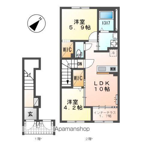 サクラテラス(2LDK/2階)の間取り写真