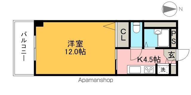 PRINCIPIO(1K/2階)の間取り写真