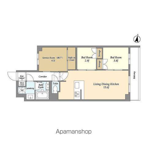 アジールコート練馬中村橋(2SLDK/2階)の間取り写真