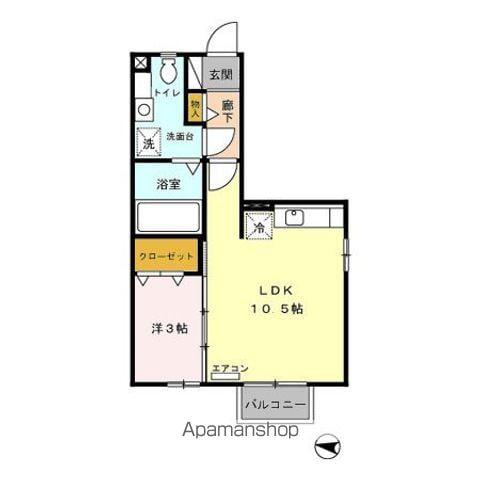 モナリエ富士見(1LDK/1階)の間取り写真