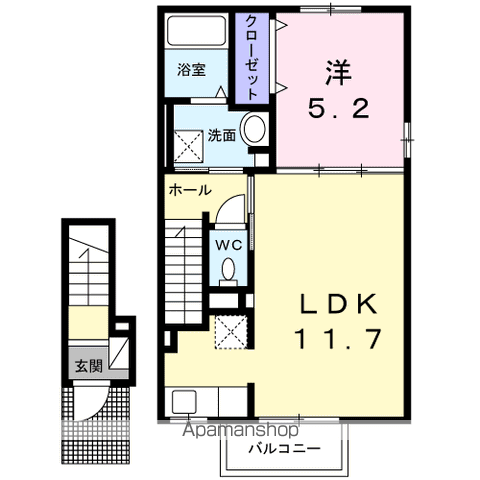プレシス中津Ⅰ(1LDK/2階)の間取り写真