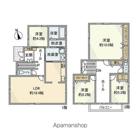 名古屋市名城線 瑞穂運動場東駅 徒歩13分 2階建 築21年(4LDK)の間取り写真