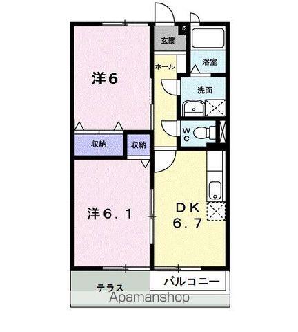 メゾン・ロイヤルB(2DK/1階)の間取り写真