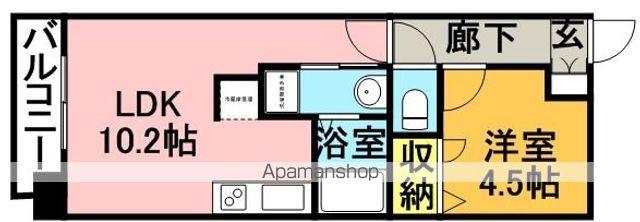 KDX清水レジデンス(1LDK/2階)の間取り写真