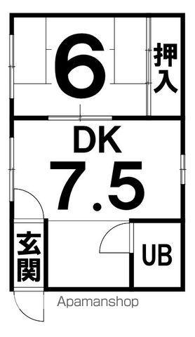 空とこもれ陽のギャルデ(1DK/1階)の間取り写真