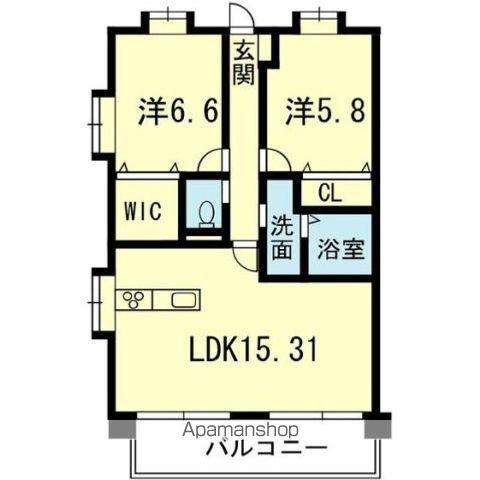 グラディート新町(2LDK/6階)の間取り写真