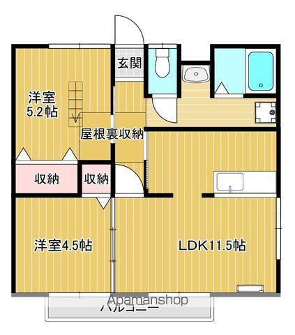 ラ・ベルヴィ(2LDK/2階)の間取り写真