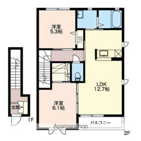 カーサファミリオ(2LDK/2階)の間取り写真
