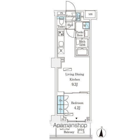 フロンティアレジデンス錦糸公園(1LDK/4階)の間取り写真