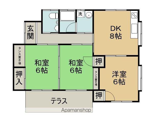 予讃線 新居浜駅 徒歩13分 1階建 築35年(3DK)の間取り写真