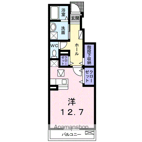 セッサンタ(ワンルーム/1階)の間取り写真