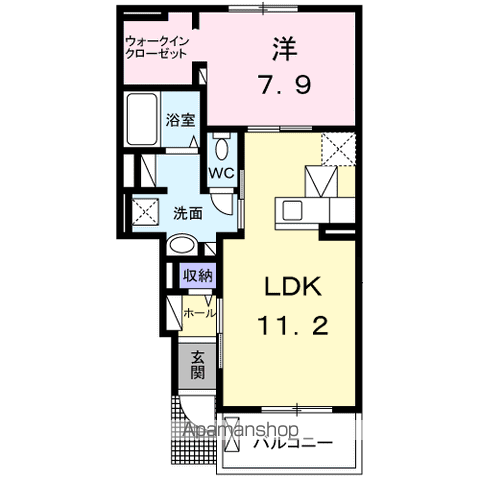 ベルエールⅡ号館(1LDK/1階)の間取り写真