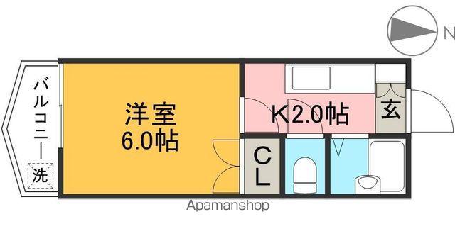 スカイプラザ新田(1K/5階)の間取り写真