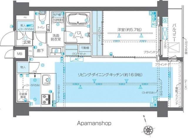 ZOOM広尾(1LDK/6階)の間取り写真