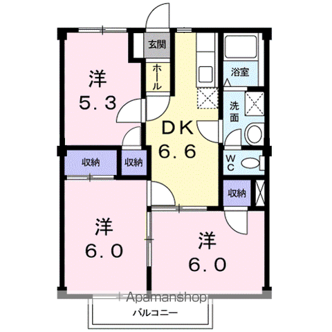ファイン勝部(3DK/2階)の間取り写真