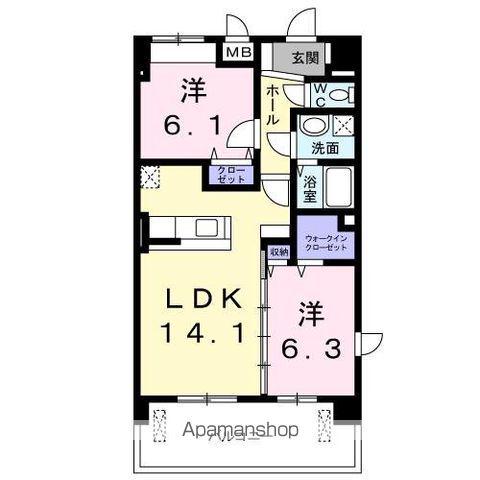 モア ドリーム(2LDK/4階)の間取り写真