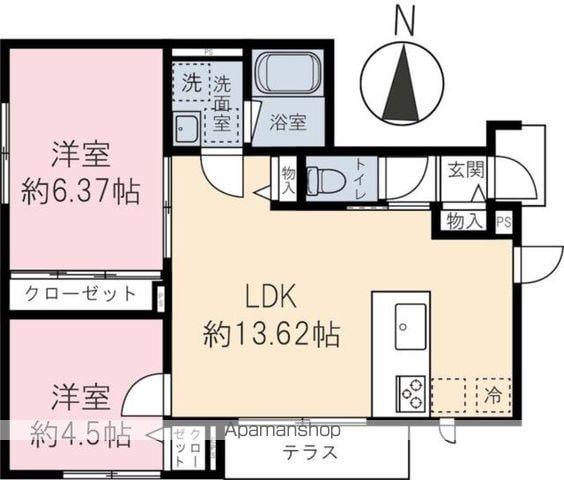 ガーデニア双葉町(2LDK/1階)の間取り写真
