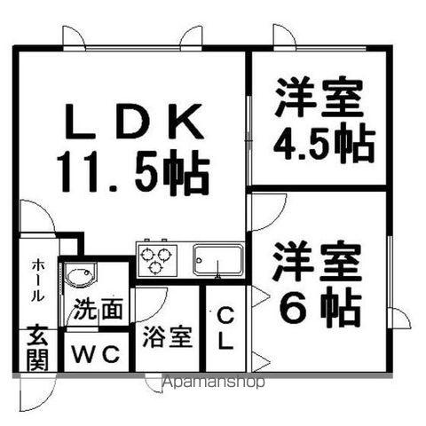 カーサヴィオラ(2LDK/1階)の間取り写真